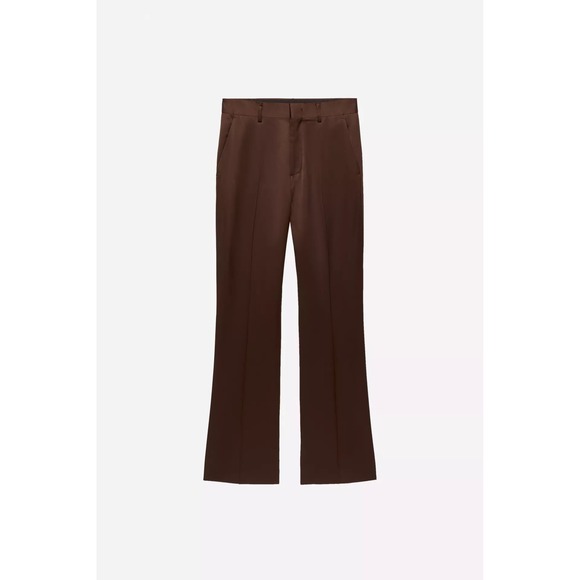 Zara Ludovic de Saint Sernin Brown Satin Flared Trousers Mens 30 0706/602/700 - Picture 2 of 10
